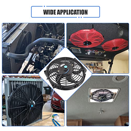 10 Inch Slim Fan Push Pull Electric Radiator Cooling Fan, Black - color: Black, size: 10'’