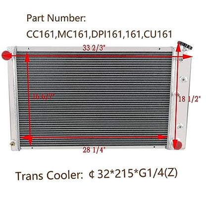 3 Row Aluminum Radiator Shroud Fan Relay for 1971-1990 Chevy Chevelle Impala Caprice Malibu C10 C20 C30 K10 K20 K30 Suburban Pickup GMC Jimmy Buick Lesabre