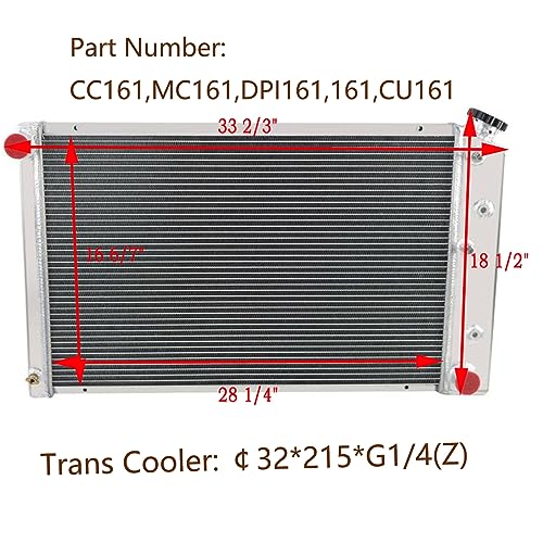 3 Row Aluminum Radiator Shroud Fan Relay for 1971-1990 Chevy Chevelle Impala Caprice Malibu C10 C20 C30 K10 K20 K30 Suburban Pickup GMC Jimmy Buick Lesabre