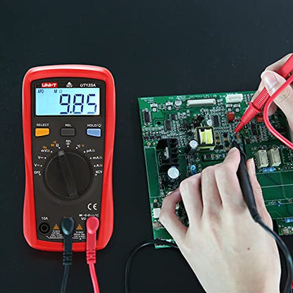 UNI-T Digital Multimeter Tester UT133A, AC DC Voltage Current Dmm Multimeter 6000 Counts Auto Ranging NCV Measures Volt Amp Ohm Capacitance Frequency Temperature, Continuity Diode Test, Palm Size - size: UT133A