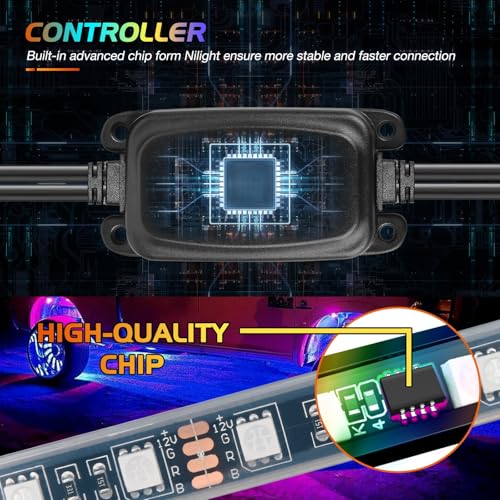 Nilight 4PCS 17.5inch LED Wheel Ring Light RGB with APP & Remote Control - color: RGB-Single Row, size: 17.5inch