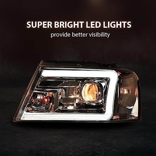 G-PLUS LED DRL Headlights Compatible with 2004-2008 Ford F150 - size: Fit Ford F150 2004-2008(Chrome)