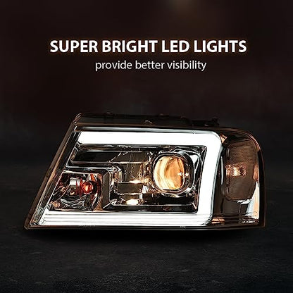 G-PLUS LED DRL Headlights Compatible with 2004-2008 Ford F150 - size: Fit Ford F150 2004-2008(Chrome)