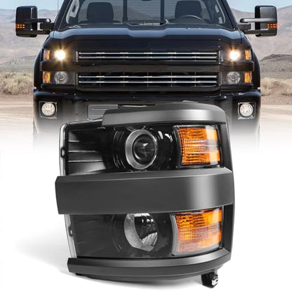 Headlight Fit for Chevy Silverado 2500HD 3500HD 2015-2019 Left - color: Black Housing, size: Left Driver Side