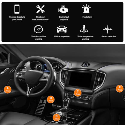 Bluetooth OBD2 Scanner for Car, Wireless OBDII Scan Tool Auto Engine Diagnostic Code Reader, Professional OBD2 Fault Diagnosis Tester Vehicle Interface Scanner for Phone and PC - color: 1PCS