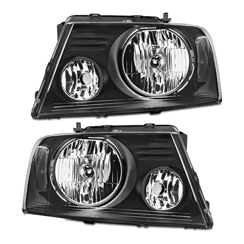 for 2004-2008 Ford F150 Headlights Assembly Black Pair - color: B-Black Housing Clear Reflector