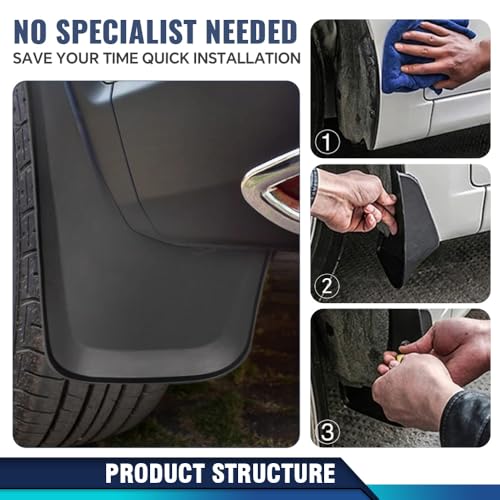 PIT66 Rear Mud Flaps Fit Silverado 1500 2014-2018, 2500/3500 2015-2018 - size: Fit Chevy Silverado 2014-2018 | Rear