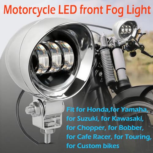 4.5 Inch 2 Pcs Chrome LED Motorcycle Fog Passing Lights - color: White-Yellow Lights