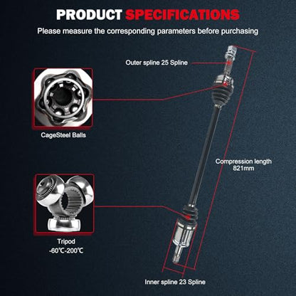 cciyu CV Axle Shaft Assembly for Dodge Caliber 2007 2008 - Replace NCV12601 - size: 17-9592