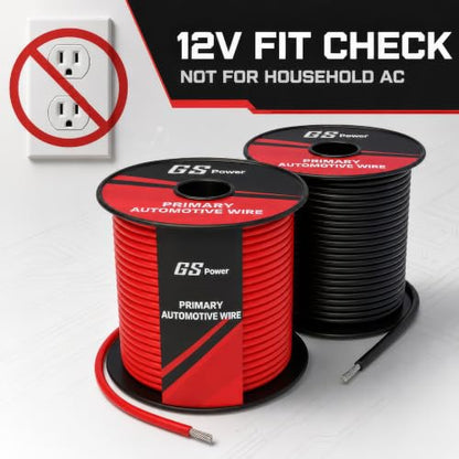 GS Power 12 Gauge Wire Automotive - 100ft CCA Primary 2 Spools - size: 12 Gauge-50 ft-Non-Bonded