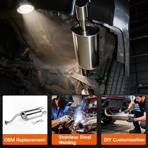 409 Stainless Steel Rear Exhaust Muffler for 2006-2011 Honda Civic HC08 - size: w/ Hanger For 2006-2011 Honda Civic
