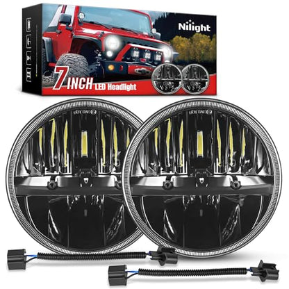 Nilight 2PCS 7 Inch LED Headlights Compatible with 2007-2017 JK JKU - color: JK Headlight White 2007-2017