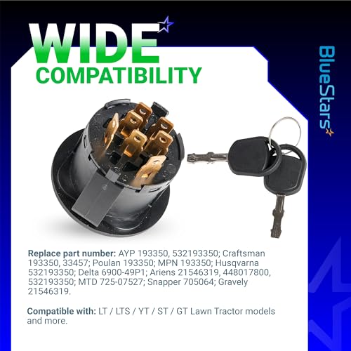 BlueStars 532193350 193350 Ignition Switch 2 Keys 4 Position 7 Terminals - size: 193350 - 7 Terminals