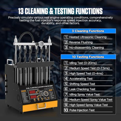 CT450 Heated GDI 6-Cylinder Fuel Injector Cleaning Machine & Tester