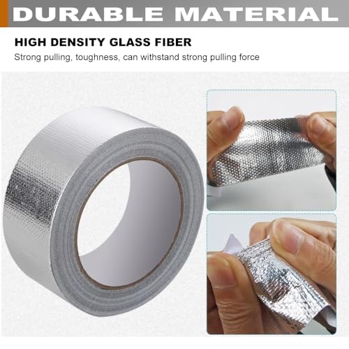2 Rolls High-Temp Heat Shield Tape Reflective Adhesive Backed Roll Thermal Barrier Foil Tape Self-Adhesive Heat Resistant Tape Cool Tapes for Hose and Auto (Silver, 2 Inch x 16 ft) - color: Silver, size: 2 Inch x 16 ft