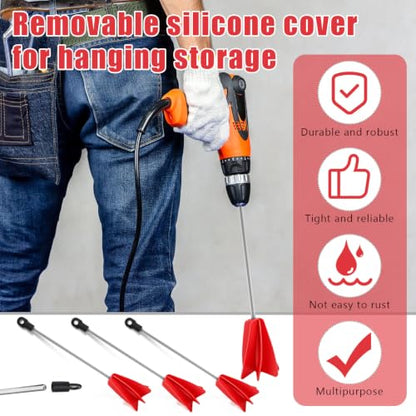 Loosh 3 Pcs 16" Paint Stirrer for Drill, Paint Mixer Attachment, Red - color: Red, size: 16"