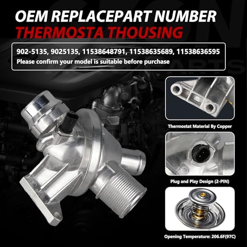 Electric Engine Water Pump W/Aluminum Thermostat Compatible with BMW