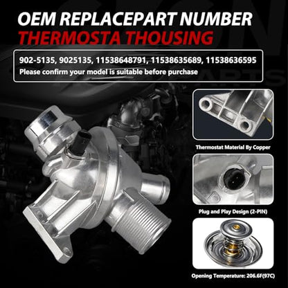 Electric Engine Water Pump W/Aluminum Thermostat Compatible with BMW