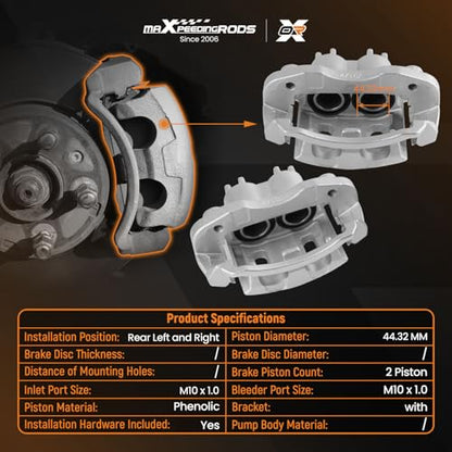maXpeedingrods for 18B4753 18B4752 Rear Side Brake Calipers for Ford F-250 - size: 18B4752+18B4753