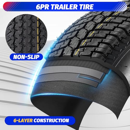 Garvee 2 Pack 4.80-12 4.80x12 480-12 Trailer Tires with 12 inch Rims - size: 4.80-12, style: 5 lug on 4.5"