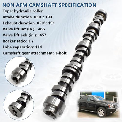 NON AFM/DOD 5.3 Camshaft Lifter Kit Fit for 2007-2013 Chevy Avalanche Silverado 1500 Tahoe Trailblazer, GMC Sierra Yukon Envoy, Buick SAAB Isuzu, w/Thrust plate & Valley Cover Gasket #12598832