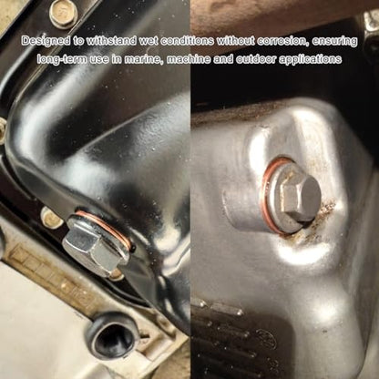 10 PCS Oil Drain Plug Gasket, 14mm Copper Crush Washer Coolant Seal Ring Replacement, Automotive Sealing Gaskets Compatible with OEM PN Part 007603-014106, Car Accessories - color: 10PCS