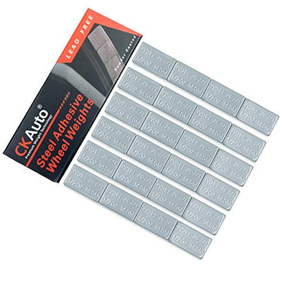 CKAuto 1/2oz, 0.5oz, Steel Adhesive Stick-On Wheel Weights, Gray, 12oz Box - color: Grey, size: 24PCS