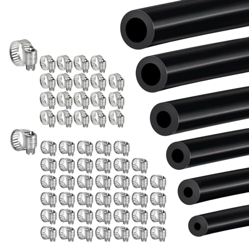 6PCS Vacuum Hose Automotive, 5 FT 1/8 5/32 3/16 1/4 5/16 3/8In ID - size: (1/8"+5/32"+3/16"+1/4"+5/16"+3/8")-5FT+60 Clamps