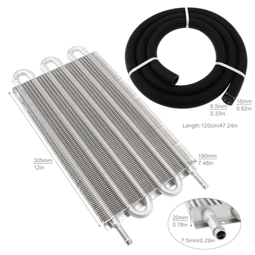 5/16" Transmission Oil Cooler Kit, Universal Aluminium alloy 6 Pass Tube and Fin Oil Cooler Kit with Hose Mounting Kit