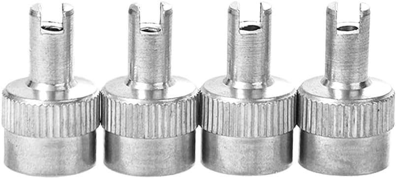 4Pcs Silver Slotted Valve Cap Metal Slotted Slot Valve Caps with Valve Core Remover Wheel Caps for Schrader Car Motorcycle Bikes Nipple Caps Cover，Valve Stems and Caps，Stem Caps