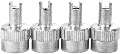 4Pcs Silver Slotted Valve Cap Metal Slotted Slot Valve Caps with Valve Core Remover Wheel Caps for Schrader Car Motorcycle Bikes Nipple Caps Cover，Valve Stems and Caps，Stem Caps