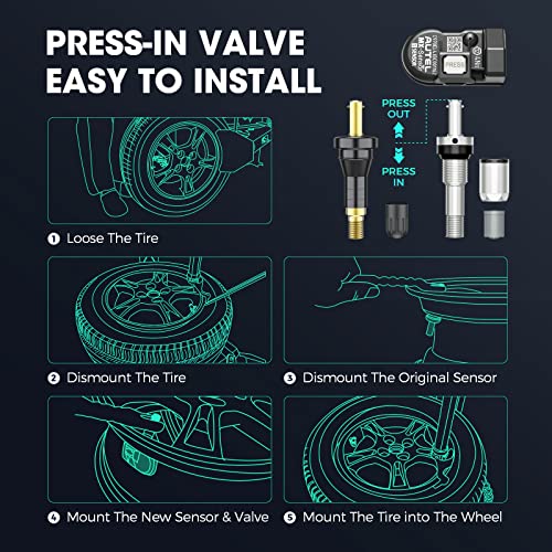 Autel TPMS Sensor, MX-Sensor 2 in 1 (315MHz + 433MHz) for 99% of Cars, Wireless Programming 100% Cloneable, Same as OE Sensors, 6-Year Battery Life (Press-in Metal Valve, 8PCS)