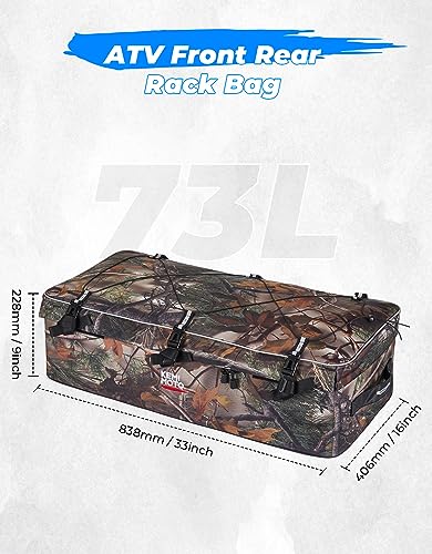 KEMIMOTO ATV Gear Bag for Front Rear Rack, 73L Storage Bag with 12L Cooler - color: Camo