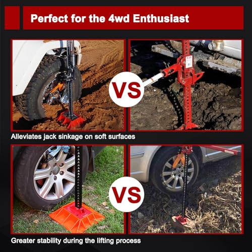BUNKER INDUST Farm Jack 48" with Jack Base Mate,High Lift Tire Jack Stand Plate Offroad Sand Mud Snow Recovery Kit for Car Truck Jeep ATV SUV UTV - color: 48" Farm Jack with Base
