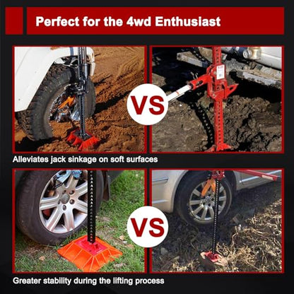 BUNKER INDUST Farm Jack 48" with Jack Base Mate,High Lift Tire Jack Stand Plate Offroad Sand Mud Snow Recovery Kit for Car Truck Jeep ATV SUV UTV - color: 48" Farm Jack with Base
