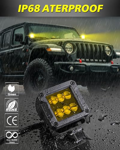 3 Inch Amber LED Pods 120W CREE LED Cubes Offroad Driving Lights - color: Yellow Spot, size: 3 Inch Cube