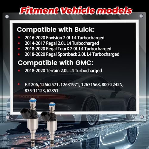 4-Pack Fuel Injectors Set | Compatible with Buick Envision Regal Sportback TourX Cadillac ATS CT6 CTS Chevrolet Camaro Malibu GMC Terrain 2.0L L4| Replaces FJ1206 12662571 800-2242N - size: 4 X FJ1206