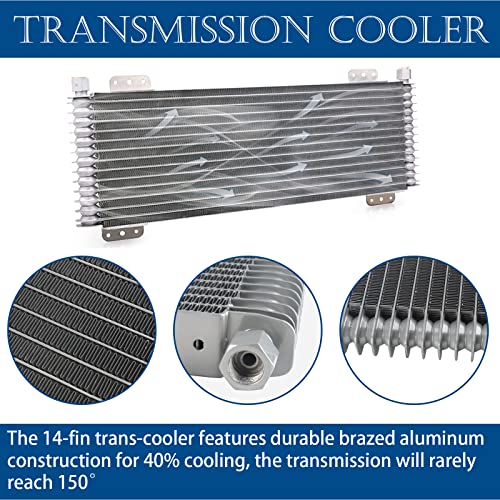 Transmission Cooler 40,000 GVW Trans Cooler Low Pressure Drop LPD47391 with Mounting Hardware 47391 Silver - color: silver