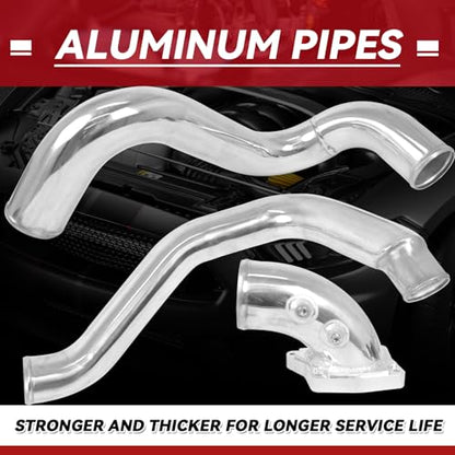 Turbo Intercooler kit Pipe Boot and Intake Elbow for 2003-2007 Ford F250 F350 F450 F550 Super Duty Intercooler Pipe Boot kit 6.0L Powerstroke Diesel-Silver - color: Sliver
