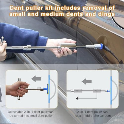 Car Dent Puller Kit Auto Body Dent Remove, Small Dent Remover Tool for Car, Hail Damage Paintless Dent Repair Removal Kit, Pulling Small Dents Out of Car, Herramienta para Sacar Golpes de Carro