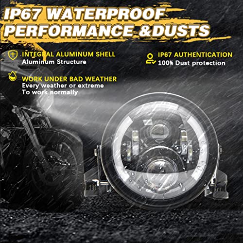 SKTYANTS 7" 7 Inch Round LED Motorcycle Headlight assembly with 7 Inch Housing Bucket DRL Turn Signal Lights for Motorcycle Headlights