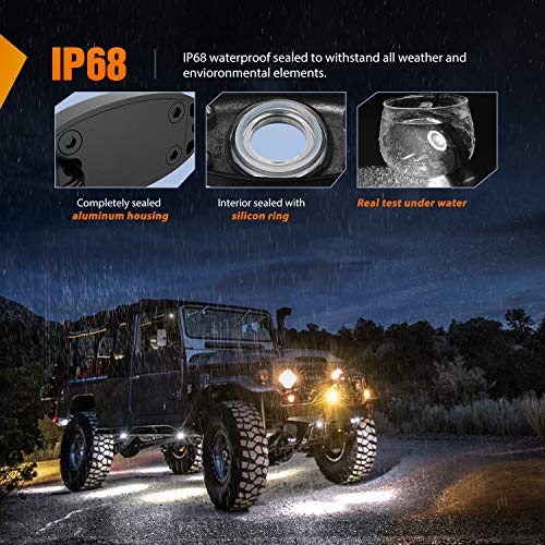 Nilight 4PCS White LED Rock Lights Underglow Wheel Well Pods - color: White, size: 4Pcs Pods
