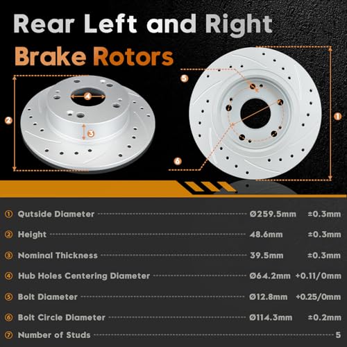 BETTHAND Front And Rear Brake Pads And Rotors Compatible With Honda - size: 96711*2+980138*2+D914-7795+D537-7418