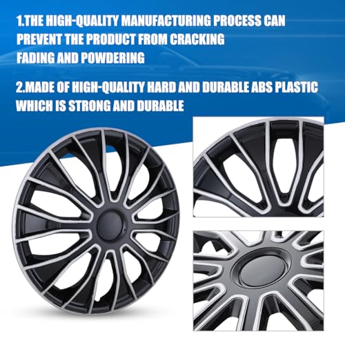 Winjet 16 inch Universal Hubcaps for Steel Wheel Rims Cover,Snap On Car Truck SUV Wheel Rim Covers,Steel ABS+PC Material Set of 4(16 inch,Silver Lacquer & Black Lacquer) - color: Silver Lacquer & Black Lacquer (5086-DP-16), size: 16 inch