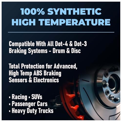 TRIAX Brake Fluid DOT 3&4 - Full Synthetic, High Temp, Heavy Duty, All-Vehicle, Race Ready - European, Asian, & US Vehicles - Resists Brake Fade & Vapor Lock, ABS Traction & Control (1 Quart) - size: 6 Quart Pack