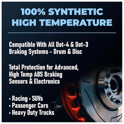 TRIAX Brake Fluid DOT 3&4 - Full Synthetic, High Temp, Heavy Duty, All-Vehicle, Race Ready - European, Asian, & US Vehicles - Resists Brake Fade & Vapor Lock, ABS Traction & Control (1 Quart) - size: 6 Quart Pack