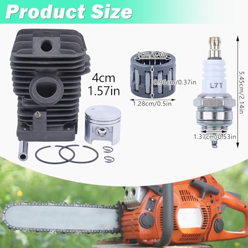 Adefol 40mm Cylinder Piston Kit For Stihl MS210 021 MS 210 Chainsaw with Crank Bearing Oil Seals Engine Pan Needle Bearing Spark Plug Replacement Parts for 1123 020 1216 11230201216