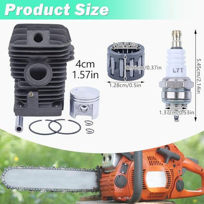 Adefol 40mm Cylinder Piston Kit For Stihl MS210 021 MS 210 Chainsaw with Crank Bearing Oil Seals Engine Pan Needle Bearing Spark Plug Replacement Parts for 1123 020 1216 11230201216