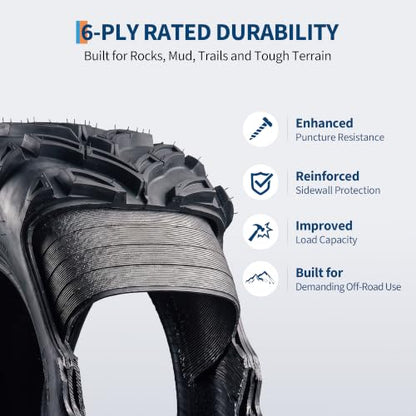 Garvee ATV Tires/UTV Tires, 25x10x12 ATV Tire(250/65-12) TL, 6PR Four Wheeler Tires Set 2,Trail Mud Sand Off-Road Sport Tires,Tubeless - size: 25X10.00-12