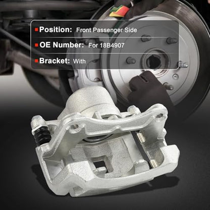 cciyu Front Right Disc Brake Caliper Assembly w/Bracket 18B4907 - size: Front Right[18B4907]